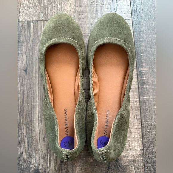 Lucky Brand Erin Ballet Flats Olive Green Suede Women’s Size 8.5 NEW - Picture 5 of 7